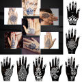 2Pcs/Set Indian Henna Tattoo Stencil Kit Mehndi Aribrush Templates for Wome girl Body Paint New Design Tattoo Sticker Set.