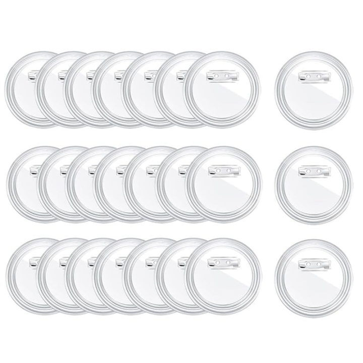 3 Inch Acrylic Button Pins Clear Plastic Button Badges Pin Craft Button with Pin Blank Pins Photo Buttons Pin, 25 Pack Easy to Use