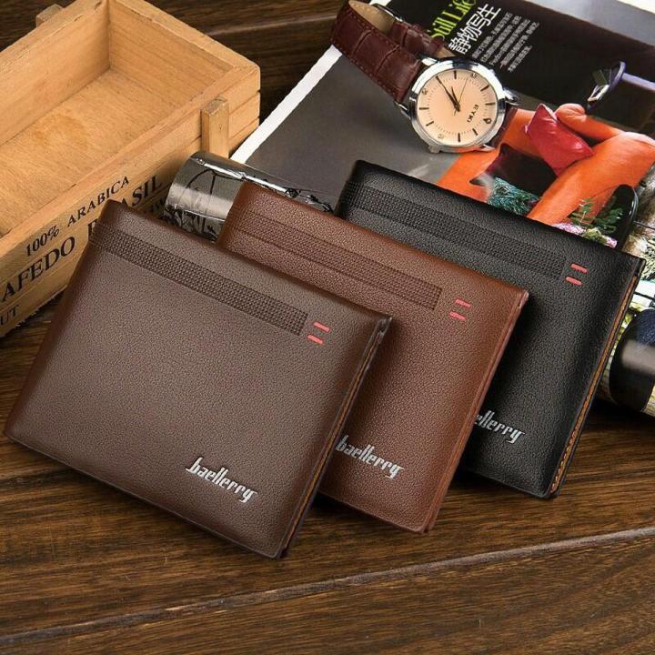 Baellerry Pu Leather Zipper Card Photo Holder Short Style Men Wallet Men Purse