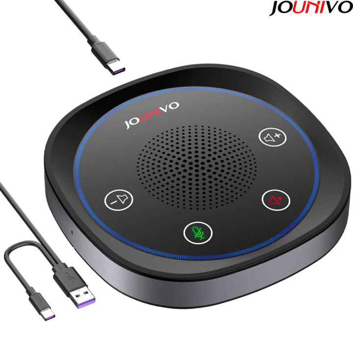 USB Conference Speaker, Microphone with Speakers, Omnidirection Zoom Mic Speakerphone with LED Indicator, Volume Mute Control