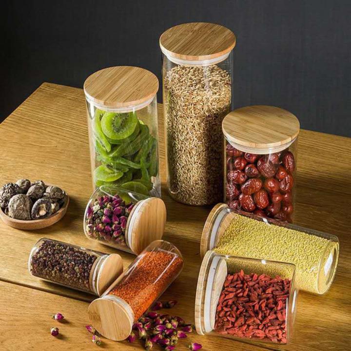 New Sealed Glass Can Kitchen Transparent High Temperature Resistant Glass Bottle Small Grain Storage Tank With Lid Food Storage Tank Available