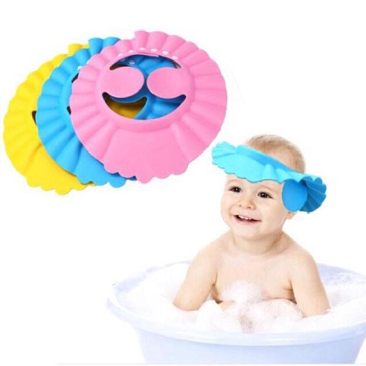 Children Shower Cap with Ear Protection Bath Caps Adjustable Soft Shampoo Bathing Hat Cap for Kids Toddler [Colour as per Stock] - 1Pcs