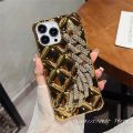 Luxury Korean Plating Rhombus Glitter Rhinestone Crystal Bracelet Chain Phone Case for iPhone 11 12 13 14 15 Pro Max Back Cover. 