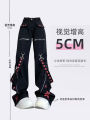 Women Black Gothic Baggy Cargo Jeans Harajuku Vintage Y2k Denim Trousers Cowboy Pants 90s Aesthetic Trashy Emo 2000s Clothes New. 