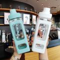 Large Water Bottle Sport Plastic Portable Square Drinking Bottle for Boys and Girl Cute Juice ,Tea ,Water, Cups,(700ml). 