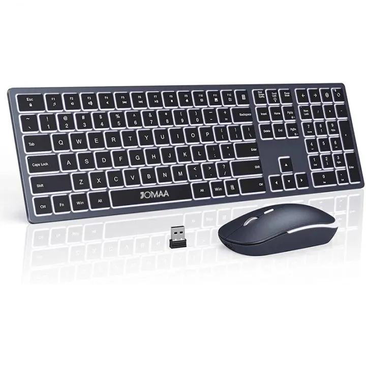 Wireless Keyboard and Mouse Combo 2.4G USB Silent Backlit Keyboard and Mouse Rechargeable Full-Size Slim Keyboard Mouse Set