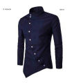 Navy blue Cotton Long Sleeve Shirt for Men.