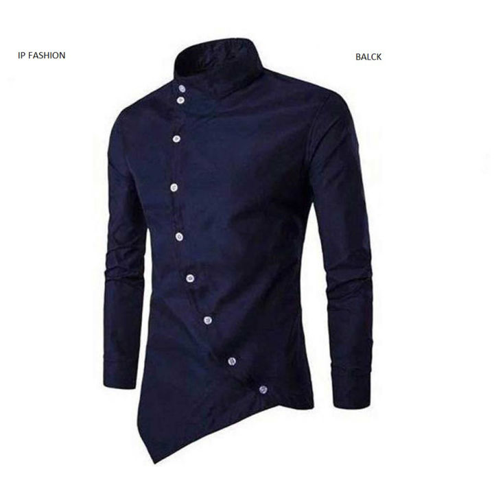 Navy blue Cotton Long Sleeve Shirt for Men