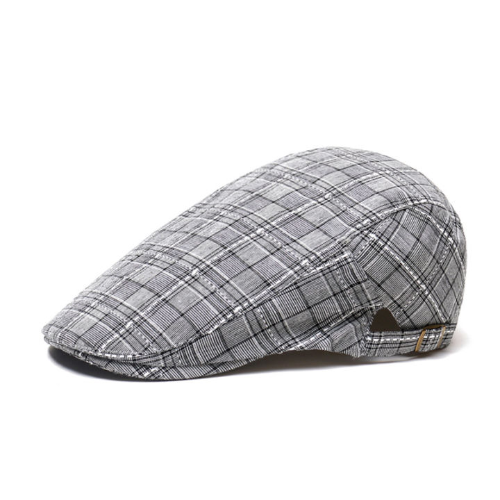 Hat%20Men's%20Spring%20and%20Summer%20Korean%20Style%20Fashion%20Style%20Peaked%20Cap%20Advance%20Hats%20Plaid%20Baseball%20Cap%20Sun%20Hat%20Beret%20Sun%20Hat%20-%20Image%204