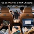 Baseus PrimeTrip VW1 105W Car Charger with 60W Retractable Cable 6 Port Fast Charging for Laptop, Phone, Camping.