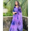 Trendsetter's Choice - Fashionable Hand Print Half Silk Saree - Drapes in 13 Hand - Unveil Your Style.
