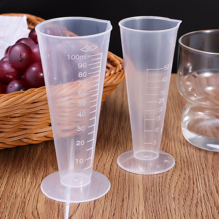 1/5pcs 50/100ML Transparent Graduated Measuring Cup Plastic Triangular Measuring Cup Paint Mixing Cup Kitchen Tool