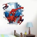 Creative Spiderman wall Sticker For Kid Room Baby Boy Bedroom Self-adhesive Home Murals Decoration PVC Decals Avenge Poster.