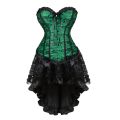 Women Lace Floral Corset Dress Victorian Vintage Corset Top Waist Cincher Bustier Gothic Asymmetrical Skirt Set Plus Size. 