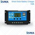 Smart Solar Charge Controller 12V 24V 10A Automatic Solar Battery Panel Controller Universal USB 5V Charging LCD Display. 
