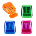 Plastic Color Transparent Pencil Sharpener Geometric Double Hole Sketch Pencil Sharpener Manual Pencil Sharpener Suitable for Pencil, Sketch. 