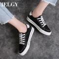 IELGY Men's classic black and white canvas shoes fashion men's shoes. 