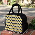 Lunch Carry Bag, Cotton Fabric, Yellow & Black, (9.5″x7.5″x5″).