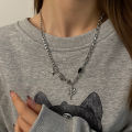 JWER New Y2K Cuban Figaro Chain Star Moon Pendant Necklace Men Punk Black Zircon Chain Choker Necklace For Men Jewelry Gifts.