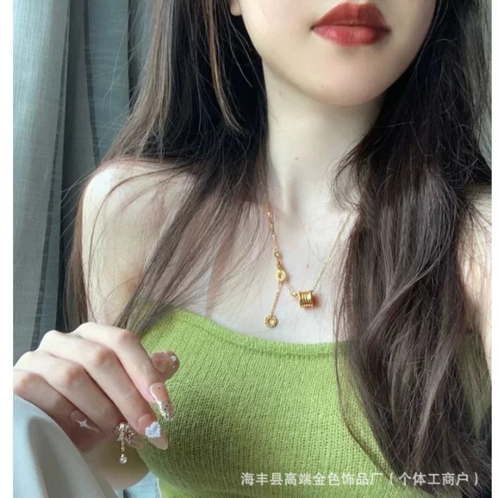 New Vietnamese sand gold small waist necklace for women, light luxury, high-end, Chinese style gold gift for girlfriend