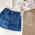 Cutemily Spring/Summer Baby Girls Kids Cute Denim Skirt Short Skirt Female Treasure Bow Lace-up Shorts Skirt. 
