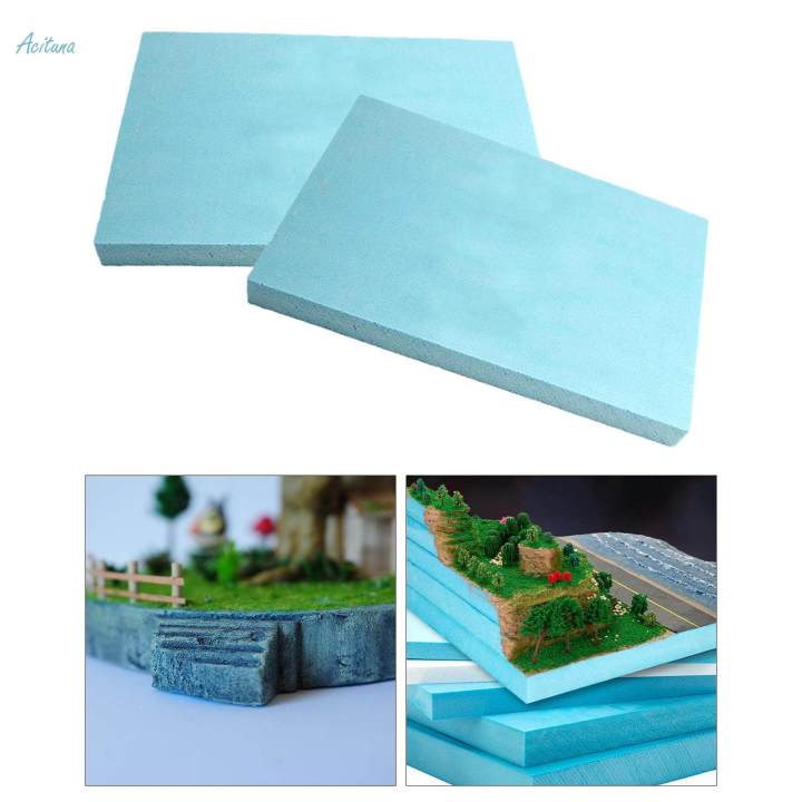 2x Miniature Craft Foam Board, DIY Landscape Scenery Building Foam Slab Diorama Base 30cmx20cmx4cm