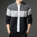 【Alien Alien】 Autumn and Winter Korean Style Men Patchwork Cardigan Sweaters Men's Casual O-neck Sweater Coat Zipper Knitted Jacket Male 8803.