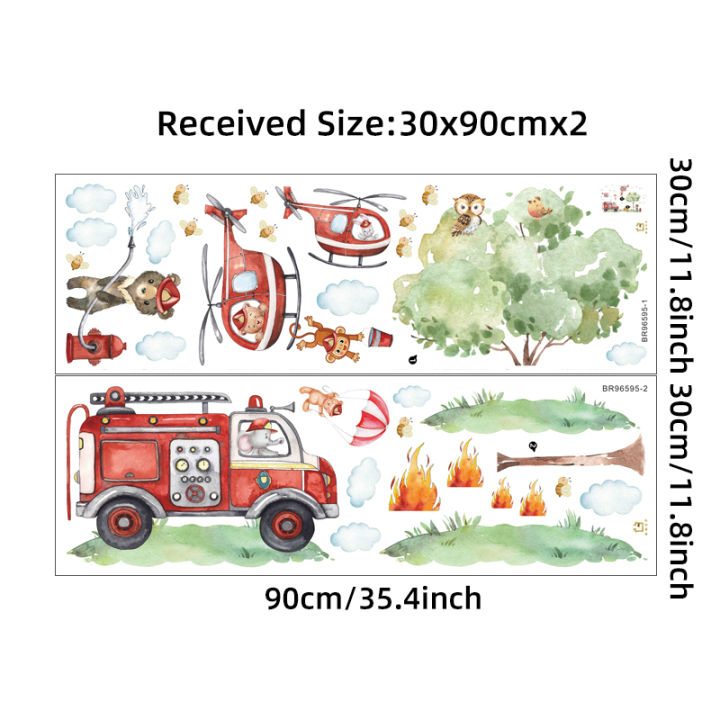 Cartoon%20A%20GrouCartoon%20Animal%20Fireman%20Helicopter%20Fire%20Truck%20Wall%20Stickers%20for%20Kids%20Room%20Bedroom%20Nursery%20Decoration%20Wall%20Decals%20-%20Image%206