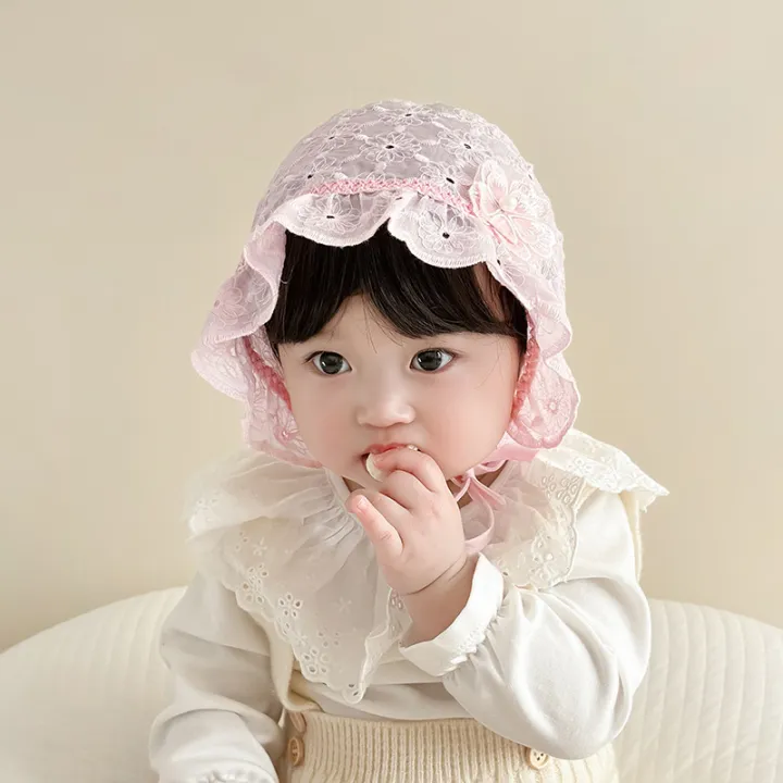 Lace%20Ruffle%20Baby%20Hat%20Cute%20Flower%20Infant%20Girl%20Princess%20Cap%20Solid%20Color%20Mesh%20Newborn%20Bonnet%20Summer%20Kids%20Lace-up%20Sun%20Hats%20-%20Image%203