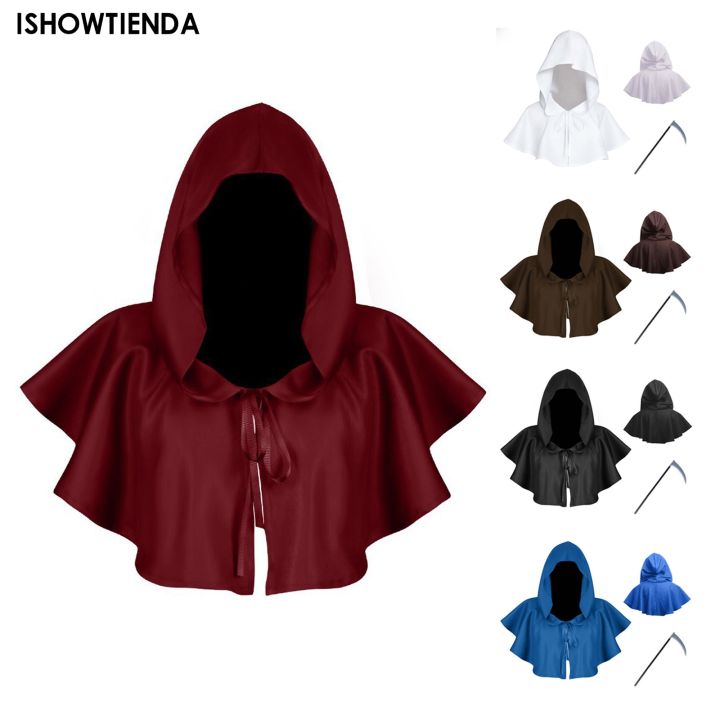Unisex Halloween Death Cape Grim Reaper Hooded Cloak Christian Cosplay Medieval Gothic Shawl Men Women Steampunk Priest Monk