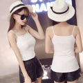 Women's Small Sling Vest Women's Outer Wear Slim-Fit Anti-Exposure Small Short Black and White Female Student Slimming Inner. 