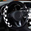 【Alizeker Mall】Auto Steering Covers Diameter 38cm Plush Fabric Car Steering Cover Universal Car-styling Fit for Most Cars Car Accessories. 