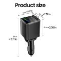 7-In-1 Retractable Car Charger with Digital Voltmeter USB+PD Port Fast Charging Cable.