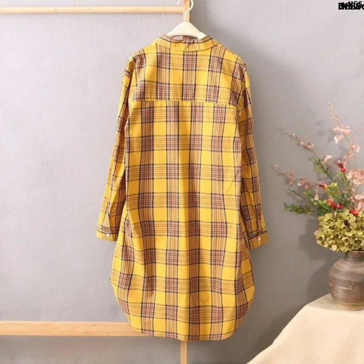 New%20mid-length%20%EF%B9%8D%20Women's%20Thin%202019%20Coat%20Spring%20and%20Summer%20Plaid%20Korean%20Style%20Plaid%20Shirt%20Sleeve%20Top%20Loose%20Large%20Coat%20Undershirt%20Wide%20Shirt%20_%E2%80%99%20-%20Image%204