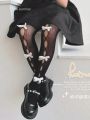 2-13T Children Young Girls Tights Six Colors Fashion Korean Bow Hollow Lace Kids Stocking Breathable Panty-hose for Baby.
