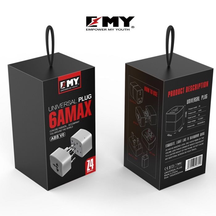 EMY Z4 Universal Adapter Plug 6A Travel Adapter for UK US EU AU