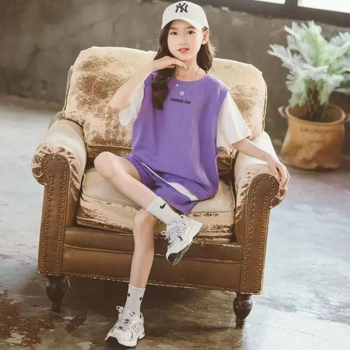 Girls%20New%20Summer%20Loose%20Thin%20Ventilate%202PCS%20Short%20Sleeve%20Tee+Pants%20Suits%20Korean%20Style%205%2014%20Years%20Teeange%20Girls%20Casual%20Clothes%20Set%20-%20Image%206