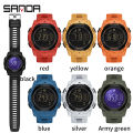 Sanda men watches sports pedometer calories 50m waterproof LED digital watch wristwatch Relogio Masculino 2145.
