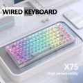 Transparent Mechanical Keyboard with RGB Backlit 82 Keys White HOT Swappable Mechancial Switch Wired Keyboard for Gamer.