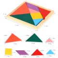 1 Set Wooden Jigsaw Puzzle Baby Early Education Fun Game Children Thinking Logic Square Toy Tangram Puzzle.