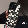 Checkerboard Smiley Face Flower Art Doodle Case Compatible For IPhone 11 7Plus 15 12 13 14 Pro Max XR 8Plus X XS Max 15 6 8 7 6S Plus SE 2020 Couples Angel Eye Soft Cover.