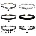 6PCS Women Black Velvet Choker Necklace Girl Lace Choker Tattoo Necklace Pendant. 
