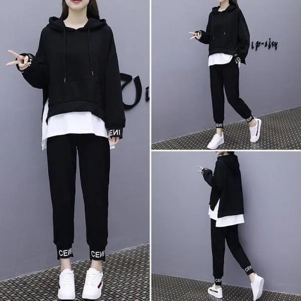 Junior%20High%20School%20Student%20Loose%20plus%20Size%20Women's%20Clothing%20Sportswear2022Spring%20and%20Autumn%20FatmmHip-Hop%20Pullover%20Girl%20Set%20-%20Image%206