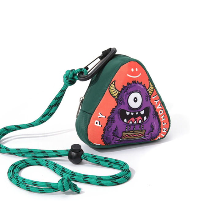 Cartoon%20Monster%20Canvas%20%20%203D%20Triangle%20Cute%20Key%20Bag%20Pendant%20With%20Keychain%20Earphone%20Storage%20Bag%20Portable%20Wallet%20-%20Image%203