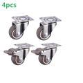 4pcs Furniture Casters Wheels Soft Rubber Swivel Caster Silver Roller Wheel For Platform Trolley Chair Household Accessori. 