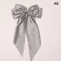 Bow Ribbon Hairpin Headwear Simple Elegant Satin Spring Clip Fixed Hair Clip Retro Party Headdress Red Hair Accessories Nicle.
