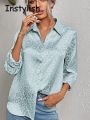 Women Leopard Print Luxury Blouse Spring Summer Long Sleeve Lapen Vintage Button Up Shirt Office Lady Satin Tunics Harajuku Top. 