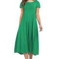 2022 Four Seasons Women's New Round Neck Short Sleeve Solid Color Swing Dress Fashion Solid Color Dress.
