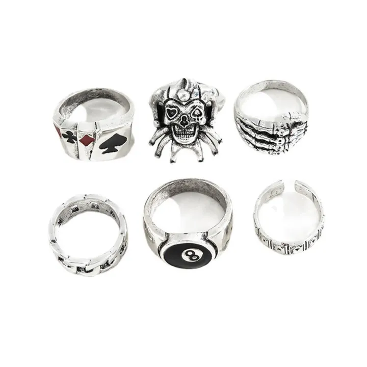 6Pcs%20Emo%20fashion%20accessory%20rings%20Edgy%20fashion%20Gift%20for%20him%20-plated%20color%20rings%20Couples%20jewelry%20set%20Punk%20style%20Men's%20jewelry%20set%20for%20Nightclubs%20and%20parties%20Gothic%20fashion%20enthusiasts%20and%20billiards%20-%20Image%204
