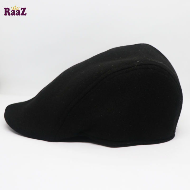 Black%20Wool%20Fabrics%20Newsboy%20Golf%20Cap%20-%20Image%202
